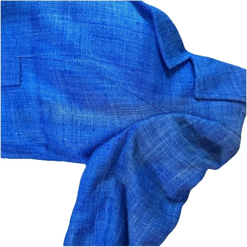 CARLISLE Blue Silk Tweed Zip-Front Jacket Blazer US 2 UK 4 Cropped Preppy Mod - Picture 10 of 10